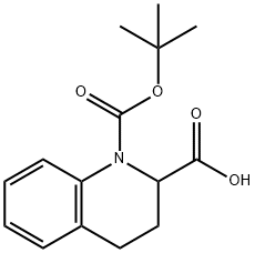 1-BOC-1,2,3,4-테트라히드로-퀴놀린-2-카르복실산 구조식 이미지