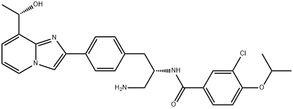 N-((S)-1-aMino-3-(4-(8-((S)-1-hydroxyethyl)iMidazo[1,2-a]pyridin-2-yl)phenyl)propan-2-yl)-3-chloro-4-isopropoxybenzaMide Structure