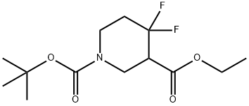 1,3-Piperidinedicarboxylic acid, 4,4-difluoro-, 1-(1,1-dimethylethyl) 3-ethyl ester Structure