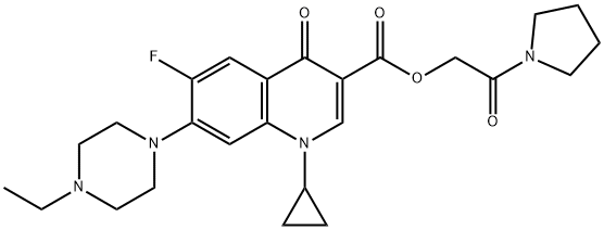 3-Quinolinecarboxylic acid, 1-cyclopropyl-7-(4-ethyl-1-piperazinyl)-6-fluoro-1,4-dihydro-4-oxo-, 2-oxo-2-(1-pyrrolidinyl)ethyl ester Structure