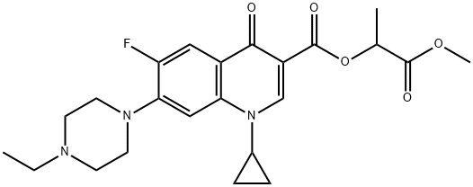 3-Quinolinecarboxylic acid, 1-cyclopropyl-7-(4-ethyl-1-piperazinyl)-6-fluoro-1,4-dihydro-4-oxo-, 2-Methoxy-1-Methyl-2-oxoethyl ester 구조식 이미지