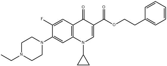 3-Quinolinecarboxylic acid, 1-cyclopropyl-7-(4-ethyl-1-piperazinyl)-6-fluoro-1,4-dihydro-4-oxo-, 2-phenylethyl ester 구조식 이미지