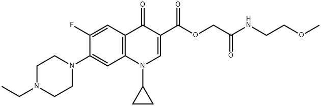 3-Quinolinecarboxylic acid, 1-cyclopropyl-7-(4-ethyl-1-piperazinyl)-6-fluoro-1,4-dihydro-4-oxo-, 2-[(2-Methoxyethyl)aMino]-2-oxoethyl ester Structure