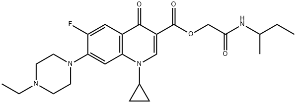 3-Quinolinecarboxylic acid, 1-cyclopropyl-7-(4-ethyl-1-piperazinyl)-6-fluoro-1,4-dihydro-4-oxo-, 2-[(1-Methylpropyl)aMino]-2-oxoethyl ester 구조식 이미지