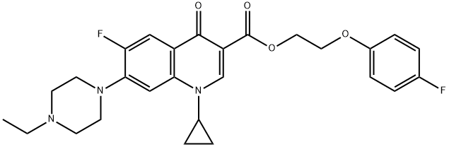 3-Quinolinecarboxylic acid, 1-cyclopropyl-7-(4-ethyl-1-piperazinyl)-6-fluoro-1,4-dihydro-4-oxo-, 2-(4-fluorophenoxy)ethyl ester 구조식 이미지
