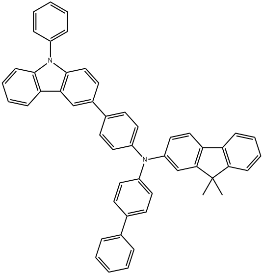 9H-Fluoren-2-aMine, N-[1,1'-biphenyl]-4-yl-9,9-diMethyl-N-[4-(9-phenyl-9H-carbazol-3-yl)phenyl]- 구조식 이미지