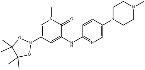 2(1H)-Pyridinone, 1-methyl-3-[[5-(4-methyl-1-piperazinyl)-2-pyridinyl]amino]-5-(4,4,5,5-tetramethyl-1,3,2-dioxaborolan-2-yl)- 구조식 이미지