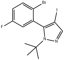 5-(2-Bromo-5-fluoro-phenyl)-1-tert-butyl-4-iodo-1H-pyrazole 구조식 이미지