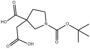 1-(tert-butoxycarbonyl)-3-(carboxymethyl)pyrrolidine-3-carboxylic acid Structure