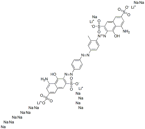 2,7-Naphthalenedisulfonic acid, 5-amino-3-4-4-(8-amino-1-hydroxy-3,6-disulfo-2-naphthalenyl)azo-2-methylphenylazophenylazo-4-hydroxy-, lithium sodium salt Structure