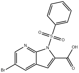 5-Bromo-1-(phenylsulfonyl)-1H-pyrrolo-[2,3-b]pyridine-2-carboxylic acid 구조식 이미지