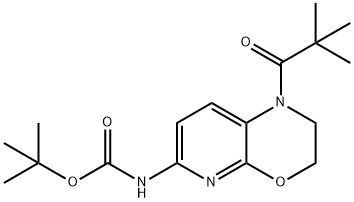 tert-Butyl (1-pivaloyl-2,3-dihydro-1H-pyrido-[2,3-b][1,4]oxazin-6-yl)carbamate Structure