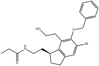 (S)-N-[6-Benzyloxy-5-bromo-7-(2-hydroxyethyl)-2,3-dihydro-1H-inden-1-ylidene)ethyl]propanamide 구조식 이미지