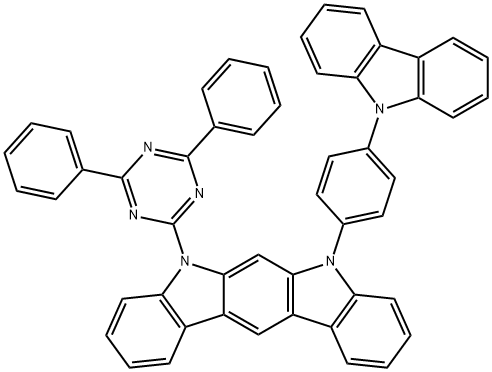 11-(4-(9H-carbazol-9-yl)phenyl)-12-(4,6-diphenyl-1,3,5-triaziN-2-yl)-11,12-dihydroindolo[2,3-a]carbazole 구조식 이미지