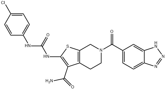 6-(1H-benzo[d][1,2,3]triazole-5-carbonyl)-2-(3-(4-chlorophenyl)ureido)-4,5,6,7-tetrahydrothieno[2,3-c]pyridine-3-carboxaMide Structure