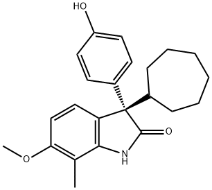 2H-Indol-2-one, 3-cycloheptyl-1,3-dihydro-3-(4-hydroxyphenyl)-6-Methoxy-7-Methyl-, (3S)- Structure