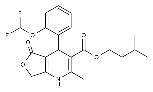Furo(3,4-b)pyridine-3-carboxylic acid, 1,4,5,7-tetrahydro-4-(2-(difluo romethoxy)phenyl)-2-methyl-5-oxo-, 3-methylbutyl ester Structure