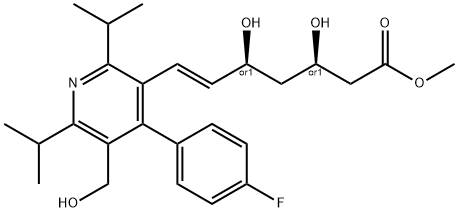 Methylrel-(E)-7-[2,6-Diisopropyl-4-(4-fluorophenyl)-5-hydroxymethylpyridinyl]-3,5-디히드록시-6-헵테노에이트 구조식 이미지