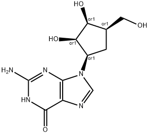 2-amino-1,9-dihydro-9-(2,3-dihydroxy-4-(hydroxymethyl)cyclopentyl)-6H-purin-6-one Structure