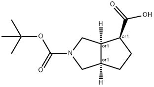 (3AS,4R,6aS)-rel-2-Boc-octahydro-cyclopenta-[c]pyrrol-4-carboxylic acid Structure