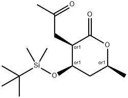 4-(tert-butyldimethylsiloxy)-3,4,5,6-tetrahydro-6-methyl-3-(2-oxopropyl)-2H-pyran-2-one Structure