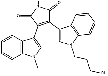3-[1-(3-Hydroxypropyl)-1H-indol-3-yl]-4-(1-Methyl-1H-indol-3-yl)-1H-pyrrole-2,5-dione 구조식 이미지