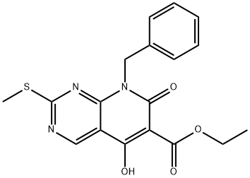 ethyl 8-benzyl-5-hydroxy-2-(methylthio)-7-oxo-7,8-dihydropyrido[2,3-d]pyrimidine-6-carboxylate 구조식 이미지