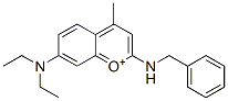 2-benzylamino-4-methyl-7-diethylaminobenzopyrylium Structure