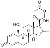 9-fluoro-11beta,17,21-trihydroxy-16-methylenepregna-1,4-diene-3,20-dione 21-acetate  구조식 이미지