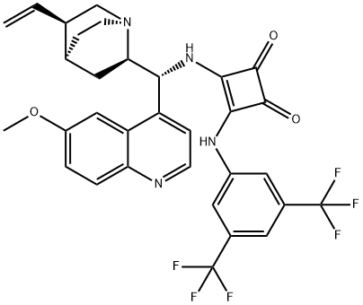 3-[[3,5-bis(trifluoroMethyl)phenyl]aMino]-4-[[(9R)-6'-Methoxycinchonan-9-yl]aMino]- 3-Cyclobutene-1,2-dione 구조식 이미지