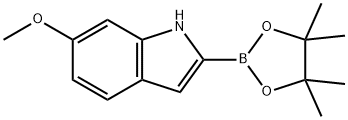 6-Methoxy-2-(4,4,5,5-tetraMethyl-1,3,2-dioxaborolan-2-yl)-1H-indole 구조식 이미지