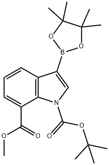 1-BOC-7-methoxycarbonylindole-3-boronic acid, pinacol ester Structure