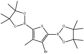 2,2'-(3-Bromo-4-methylthiophene-2,5-diyl)bis(4,4,5,5-tetramethyl-1,3,2-dioxaborolane) 구조식 이미지