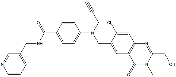 4-(((7-chloro-2-(hydroxyMethyl)-3-Methyl-4-oxo-3,4-dihydroquinazolin-6-yl)Methyl)(prop-2-ynyl)aMino)-N-(pyridin-3-ylMethyl)benzaMide Structure