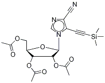 5-(2-(Trimethylsilyl)-1-ethyn-1-yl)-1-(2’,3’,5’-tri-O-acetyl--D-ribofuranosyl)-imidazo-4-carbonitrile Structure