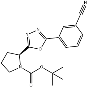 (S)-tert-butyl 2-(5-(3-cyanophenyl)-1,3,4-oxadiazol-2-yl)pyrrolidine-1-carboxylate 구조식 이미지