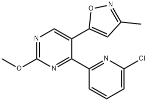 5-(4-(6-Chloropyridin-2-yl)-2-methoxypyrimidin-5-yl)-3-methylisoxazole 구조식 이미지