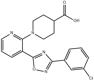 1-{3-[3-(3-Chlorophenyl)-1,2,4-oxadiazol-5-yl]pyridin-2-yl}piperidine-4-carboxylicacid Structure