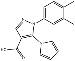 1-(3,4-Dimethylphenyl)-5-(1H-pyrrol-1-yl)-1H-pyrazole-4-carboxylic acid 구조식 이미지