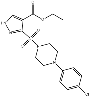 Ethyl3-{[4-(4-chlorophenyl)piperazin-1-yl]sulfonyl}-1H-pyrazole-4-carboxylate Structure