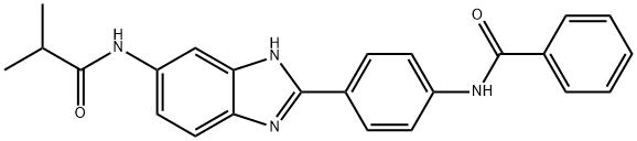 N-[4-(5-이소부티라미도-1H-벤조이미다졸-2-일)페닐]벤자미드 구조식 이미지