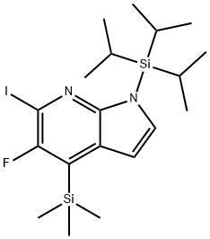 5-Fluoro-6-iodo-1-(triisopropylsilyl)-4-(trimethylsilyl)-1H-pyrrolo[2,3-b]pyridine 구조식 이미지