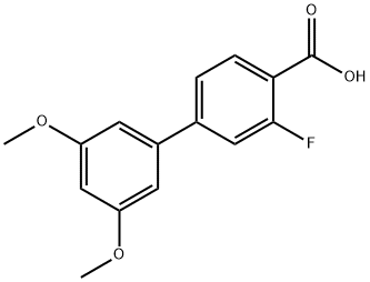 3-Fluoro-3',5'-diMethoxy-[1,1'-biphenyl]-4-carboxylic acid 구조식 이미지