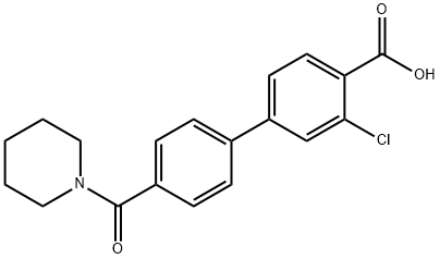 2-Chloro-4-[4-(piperidine-1-carbonyl)phenyl]benzoic acid Structure