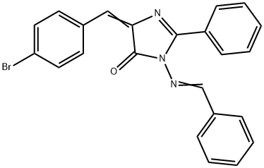 4H-Imidazol-4-one, 3,5-dihydro-5-((4-bromophenyl)methylene)-2-phenyl-3 -((phenylmethylene)amino)- Structure