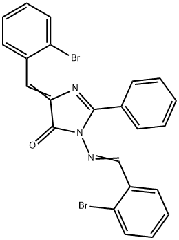 4-(o-Bromobenzylidene)-1-((o-bromobenzylidene)amino)-2-phenyl-2-imidaz olin-5-one 구조식 이미지