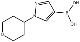 B-[1-(Tetrahydro-2H-pyran-4-yl)-1H-pyrazol-4-yl]boronic Acid Structure