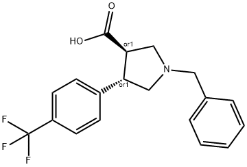 (3S,4R)-1-benzyl-4-(4-(trifluoromethyl)phenyl)pyrrolidine-3-carboxylic acid Structure