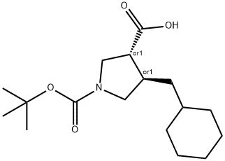 trans-1-(tert-부톡시카르보닐)-4-(시클로헥실메틸)피롤리딘-3-카르복실산 구조식 이미지