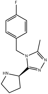 4-(4-fluorobenzyl)-3-methyl-5-((R)-pyrrolidin-2-yl)-4H-1,2,4-triazole 구조식 이미지